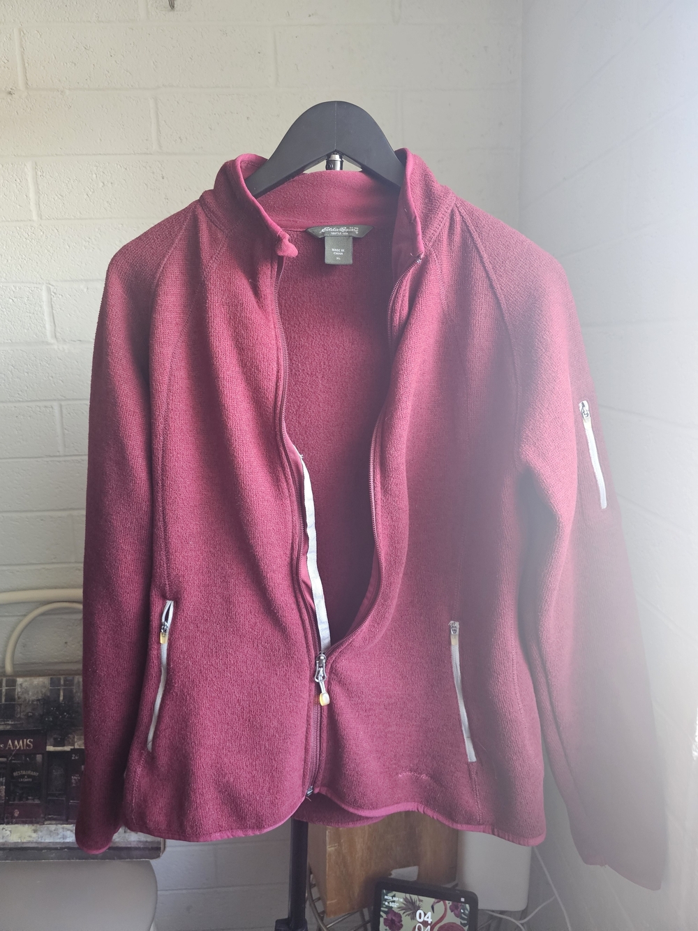Eddie Bauer Women's XL Pink Fleece Full Zip Jacket Lightweight Outdoor